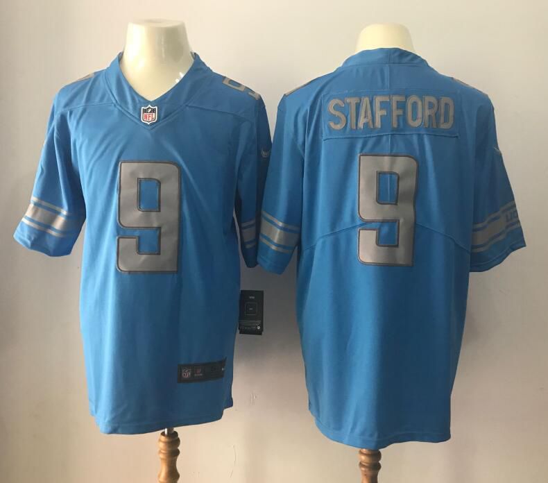 Men 2017 Detroit Lions #9 Matthew Stafford Blue 2017 Nike Rush Limited NFL Jerseys